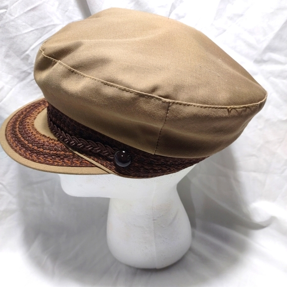 Vintage UNITED HATTERS Embroidered Khaki Cabbie/Newsboy Cap - MADE IN U.S.A. - Picture 3 of 5